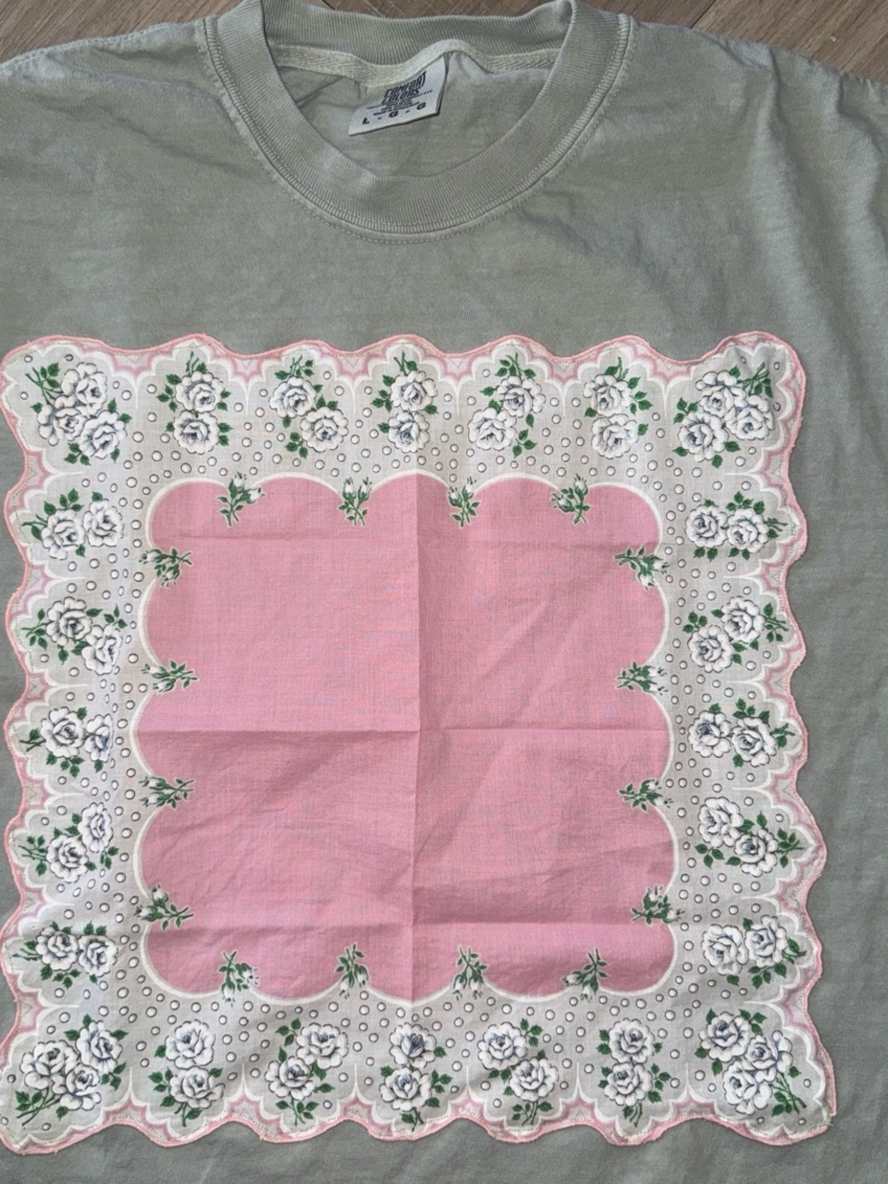 Upcycled vintage handkerchief T-shirt